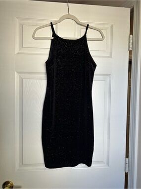 wild fable Black Sparkle Velvet Mini Dress